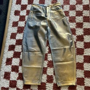 Ganni Gold Denim Stary Jeans